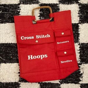 Vintage Craft Organizer Red Tote